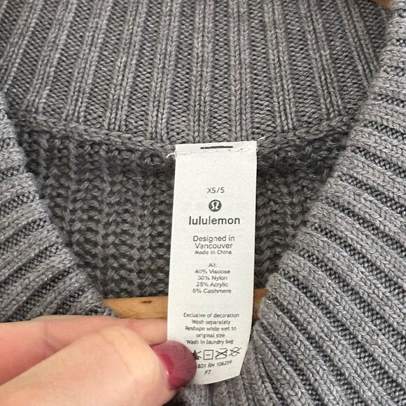 Lululemon Softer Still Cashmere Blend Wrap Sweater Heathered Asphalt Grey - Picture 6 of 10